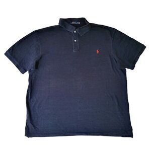 Polo Ralph Lauren Mens 3XLT Navy Blue Short Sleeve‎ Polo Shirt Red Pony Preppy